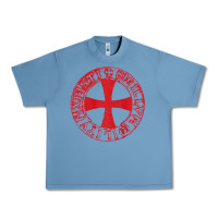 Pebble Blue Mens Crusader Knight  Knights Templar Cross T  Badge Urban Heavy Tee - longCreatives