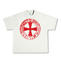 Pistachio Mens Crusader Knight  Knights Templar Cross T  Badge Urban Heavy Tee - longCreatives