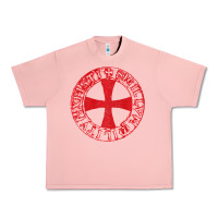 Salmon Mens Crusader Knight  Knights Templar Cross T  Badge Urban Heavy Tee - longCreatives