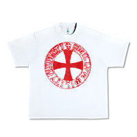 White Mens Crusader Knight  Knights Templar Cross T  Badge Urban Heavy Tee - longCreatives