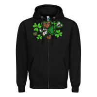 Black western st patricks day shamrocks and hearts Zipper Hoodie - Artiststas