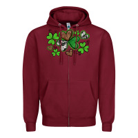 Burgundy western st patricks day shamrocks and hearts Zipper Hoodie - Artiststas