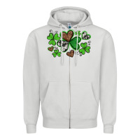 Dove Grey western st patricks day shamrocks and hearts Zipper Hoodie - Artiststas