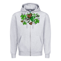 Heather Grey western st patricks day shamrocks and hearts Zipper Hoodie - Artiststas