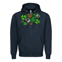 Navy western st patricks day shamrocks and hearts Zipper Hoodie - Artiststas