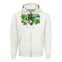 Oatmeal Heather western st patricks day shamrocks and hearts Zipper Hoodie - Artiststas