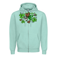 Seafoam western st patricks day shamrocks and hearts Zipper Hoodie - Artiststas