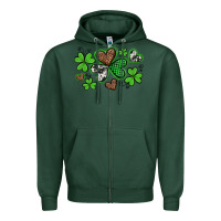 Sports Green western st patricks day shamrocks and hearts Zipper Hoodie - Artiststas