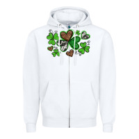 Western St Patricks Day Shamrocks And Hearts Zipper Hoodie | Teevron