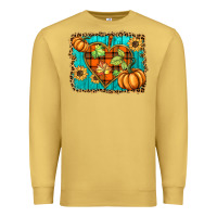 Antique Gold fall pumpkins and sunflowers heart Premium Sweatshirt - BarkalooDesign