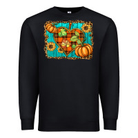 Black fall pumpkins and sunflowers heart Premium Sweatshirt - BarkalooDesign