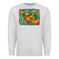 Dove Grey fall pumpkins and sunflowers heart Premium Sweatshirt - BarkalooDesign