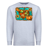 Heather Grey fall pumpkins and sunflowers heart Premium Sweatshirt - BarkalooDesign