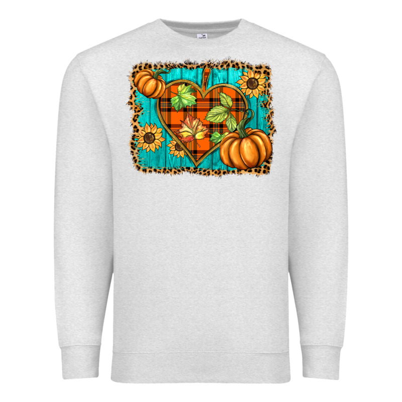 Fall Pumpkins And Sunflowers Heart Premium Sweatshirt by BarkalooDesign | Teevron