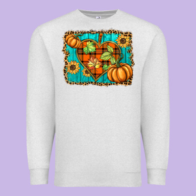 Fall Pumpkins And Sunflowers Heart Premium Sweatshirt Designed By Barkaloodesign