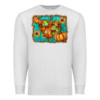 Oatmeal Heather fall pumpkins and sunflowers heart Premium Sweatshirt - BarkalooDesign
