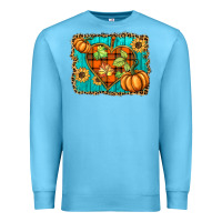Ocean Blue fall pumpkins and sunflowers heart Premium Sweatshirt - BarkalooDesign