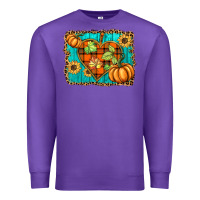 Purple fall pumpkins and sunflowers heart Premium Sweatshirt - BarkalooDesign