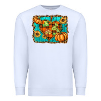 White fall pumpkins and sunflowers heart Premium Sweatshirt - BarkalooDesign