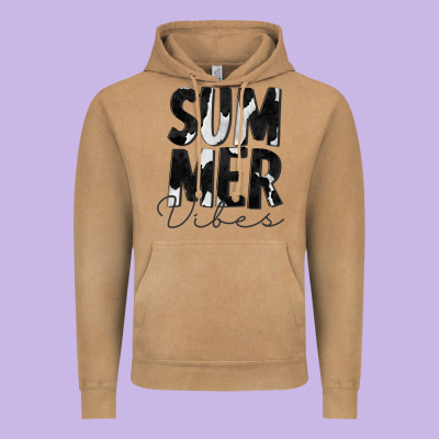Summer Vibes Black White Cowhide Vintage Hoodie Designed By Cowcowdesign