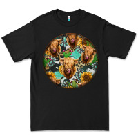 Black Highland Cow Pattern Premium Tee - Jasminsmagicworld