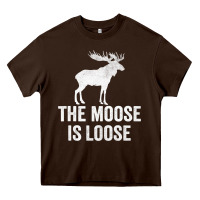 Chocolate Brown The Moose Is Loose Alaska Moose Heavy Core Tee - longCreatives