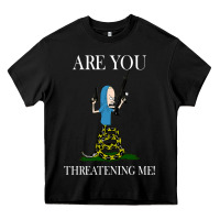 Black Are You Threatening Me Funny Cartoon Halloween Heavy Core Tee - longCreatives