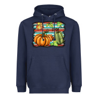 Navy fall pumpkin  background Heavyweight Hoodie - BarkalooDesign