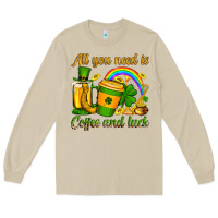 Mushroom St. Patrick's All you need is coffee and luck Long Sleeve Tee - OliviaCreatesArt