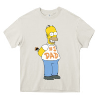 Cream The Simpsons Homer Number 1 Dad Father's Day V2 Heavy Core Tee - longCreatives