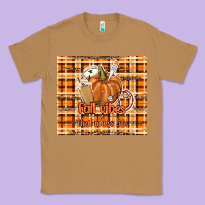 Fall Vibes And That Nurse Life Classic Tee Designed By Tumblerdesignbyshophia