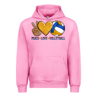 Fuchsia Pink peace love volleyball Urban Hoodie - AdoDesignShop