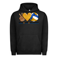 Pigment Black peace love volleyball Urban Hoodie - AdoDesignShop
