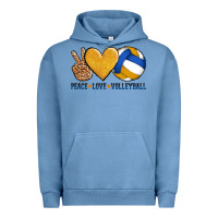 Pigment Pebble Blue peace love volleyball Urban Hoodie - AdoDesignShop