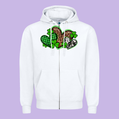 St Patricks Day Western Hearts Zipper Hoodie Designed By Artiststas