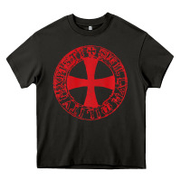 Mens Crusader Knight  Knights Templar Cross T  Badge Heavy Core Tee | Teevron