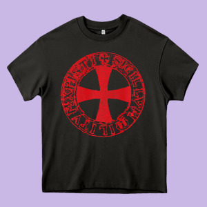 Mens Crusader Knight  Knights Templar Cross T  Badge Heavy Core Tee Designed By Longcreatives