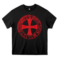 Black Mens Crusader Knight  Knights Templar Cross T  Badge Heavy Core Tee - longCreatives