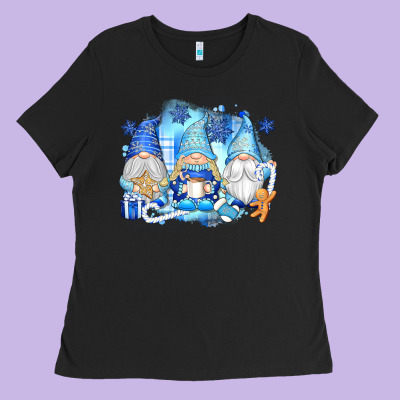 Snowman Gnome Ladies Tee Designed By Texasbilliewilder