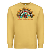 Antique Gold happy thanksgiving rainbow Premium Sweatshirt - BarkalooDesign