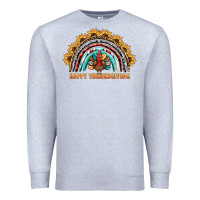 Heather Grey happy thanksgiving rainbow Premium Sweatshirt - BarkalooDesign