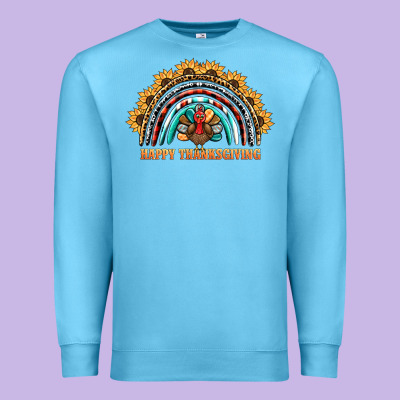 Happy Thanksgiving Rainbow Premium Sweatshirt Designed By Barkaloodesign