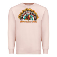Pale Pink happy thanksgiving rainbow Premium Sweatshirt - BarkalooDesign