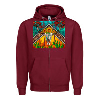 Burgundy western sunflowers longhorn bull skull Zipper Hoodie - Artiststas