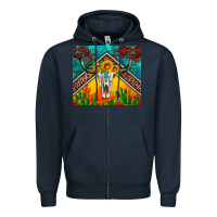 Navy western sunflowers longhorn bull skull Zipper Hoodie - Artiststas