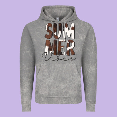 Summer Vibes Brown White Cowhide Vintage Hoodie Designed By Cowcowdesign