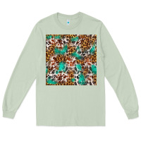 Matcha Western Turquoise Glitter Cowhide Leopard Seamless Long Sleeve Tee - FaDigitalArtStudio