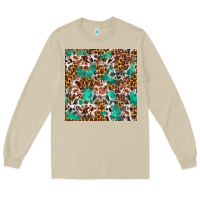 Mushroom Western Turquoise Glitter Cowhide Leopard Seamless Long Sleeve Tee - FaDigitalArtStudio