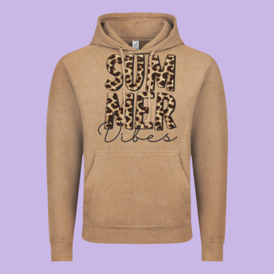 Summer Vibes Leopard Vintage Hoodie Designed By Cowcowdesign