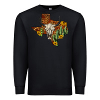 Black bull skull texas map western Premium Sweatshirt - BarkalooDesign